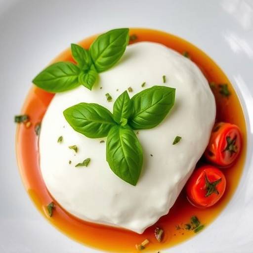 Burrata con pomodorini confit e basilico fresco