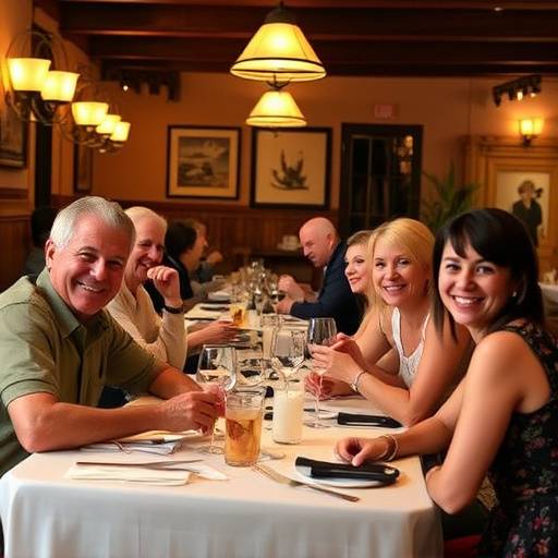 Clienti sorridenti che cenano alla Trattoria del Sole